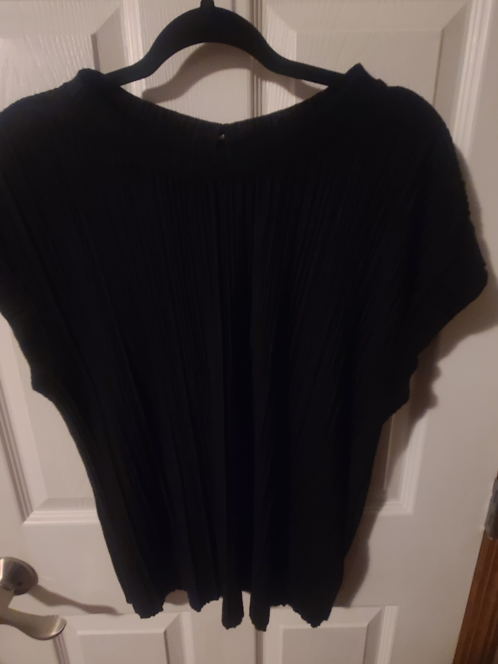 RW&CO. Black Pleated Short Sleeve Top
